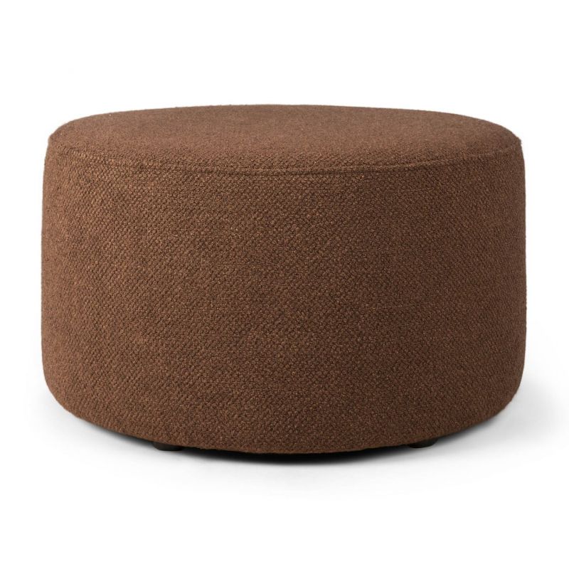 Barrow Sitzhocker, kupferfarbener Pouf von Ethnicraft, runder Hocker mit Stoffbezug, modernes Wohnaccessoire.